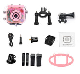 K&F Concept AT-G20B Kids Action Camera 1080P HD Waterproof Video Digital Children Sports Camcorder, 33GB SD Card Pink&Blue
